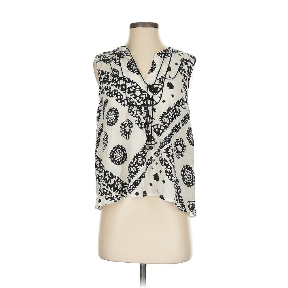 Anthropologie Sleeveless Silk Top White - 2 Petite - Picture 1 of 4